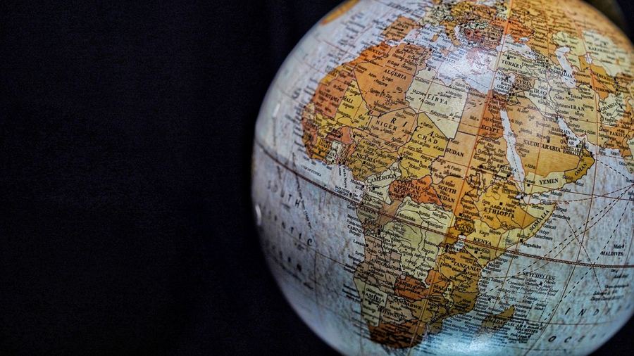 A globe showing Africa and the Middle East